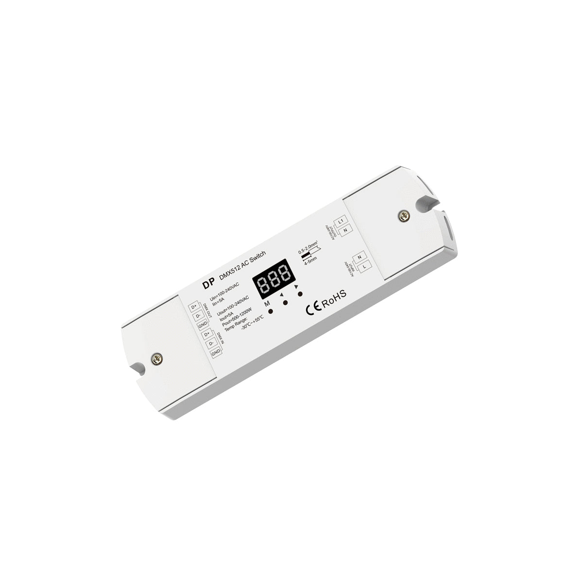 GloboStar® 73156 DP SKYDANCE AC DMX512 Push Switch 1 Κανάλι AC 100-240V 1 x 5A 1200W - Max 5A 1200W - IP20  Μ17 x Π5 x Υ2.5cm - 5 Χρόνια Εγγύηση - ledmania.gr