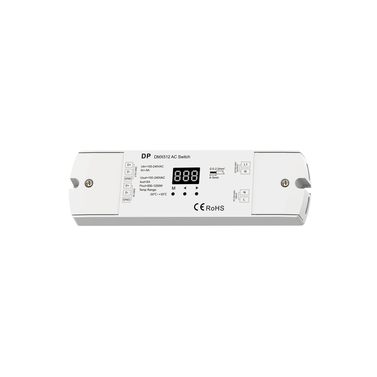 GloboStar® 73156 DP SKYDANCE AC DMX512 Push Switch 1 Κανάλι AC 100-240V 1 x 5A 1200W - Max 5A 1200W - IP20  Μ17 x Π5 x Υ2.5cm - 5 Χρόνια Εγγύηση - ledmania.gr