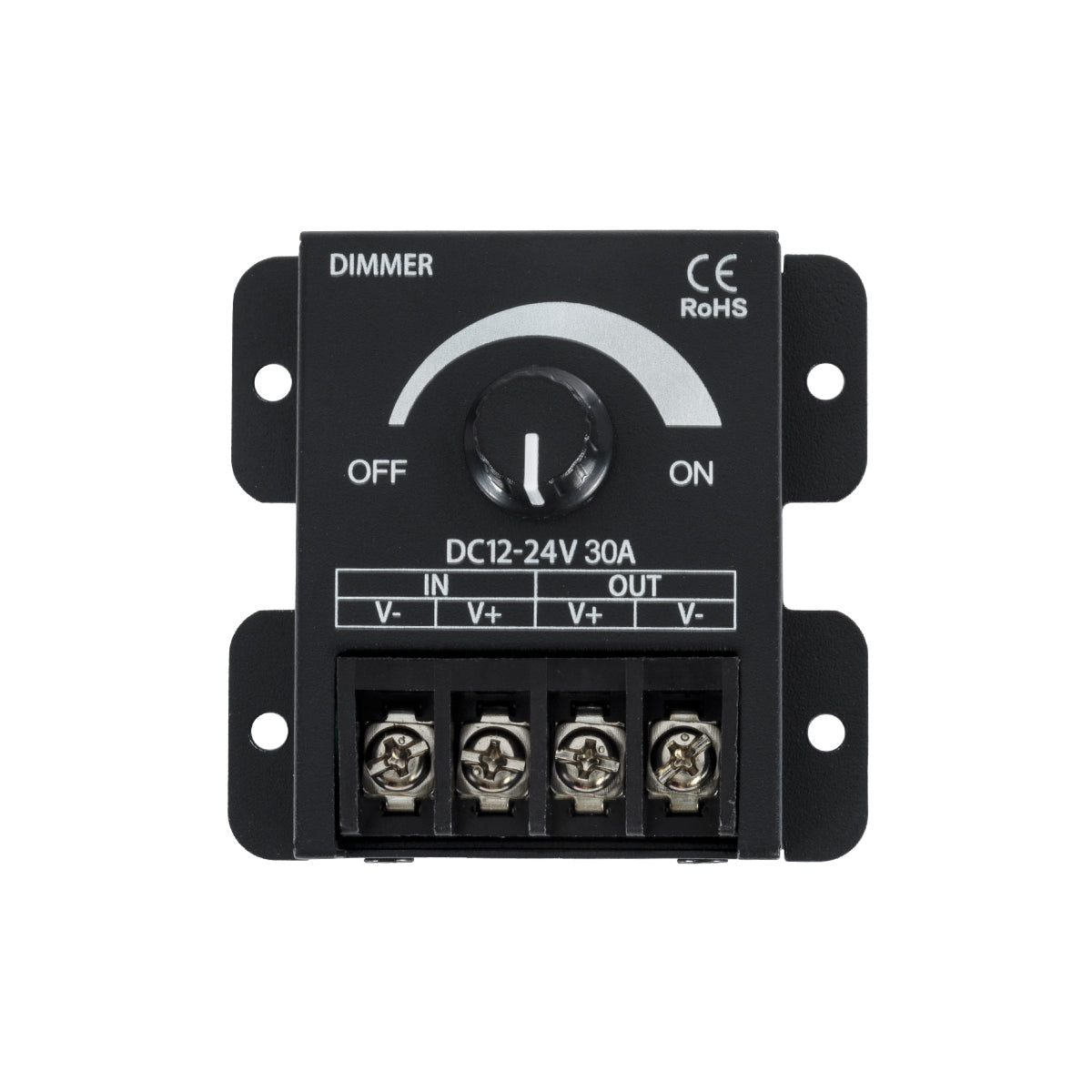 GloboStar® 73316 T4 DC Dimmer High Speed Controller 1 Καναλιού DC 12-24V 1 x 30A 720W - Max 30A 720W - IP20 Μ8.5 x Π6.5 x Υ2cm - 3 Χρόνια Εγγύηση