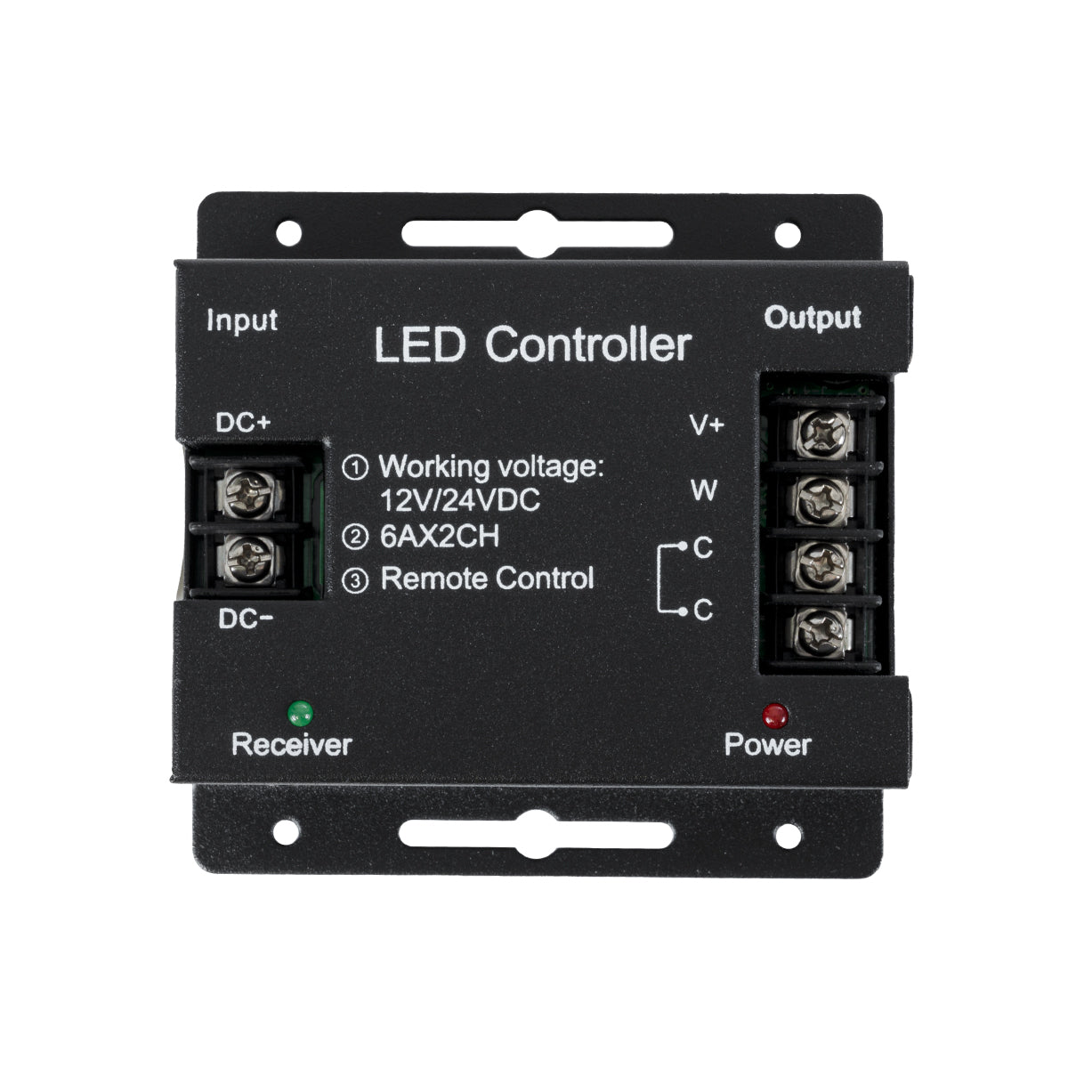 GLOBOSTAR® CCTCONTROLLER 73351 Σετ Dimmer / Controller με RF Ασύρματο Χειριστήριο με 2 x 6A 144W Κανάλια DC 12-24V 12A 288W Max IP20 - RF2.4Ghz SYNC - Μ8.3 x Π8.3 x Υ3.2cm - 2 Χρόνια Εγγύηση - ledmania.gr