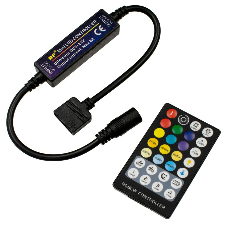 GLOBOSTAR® CONTROLI 73427 Σετ Dimmer / Controller με RF Ασύρματο Χειριστήριο με 5 x 1.2A 28.8W Κανάλια DC 5-24V 6A 144W Max IP20 - RF2.4Ghz - Μ30 x Π1.7 x Υ1.1cm - 2 Χρόνια Εγγύηση - ledmania.gr