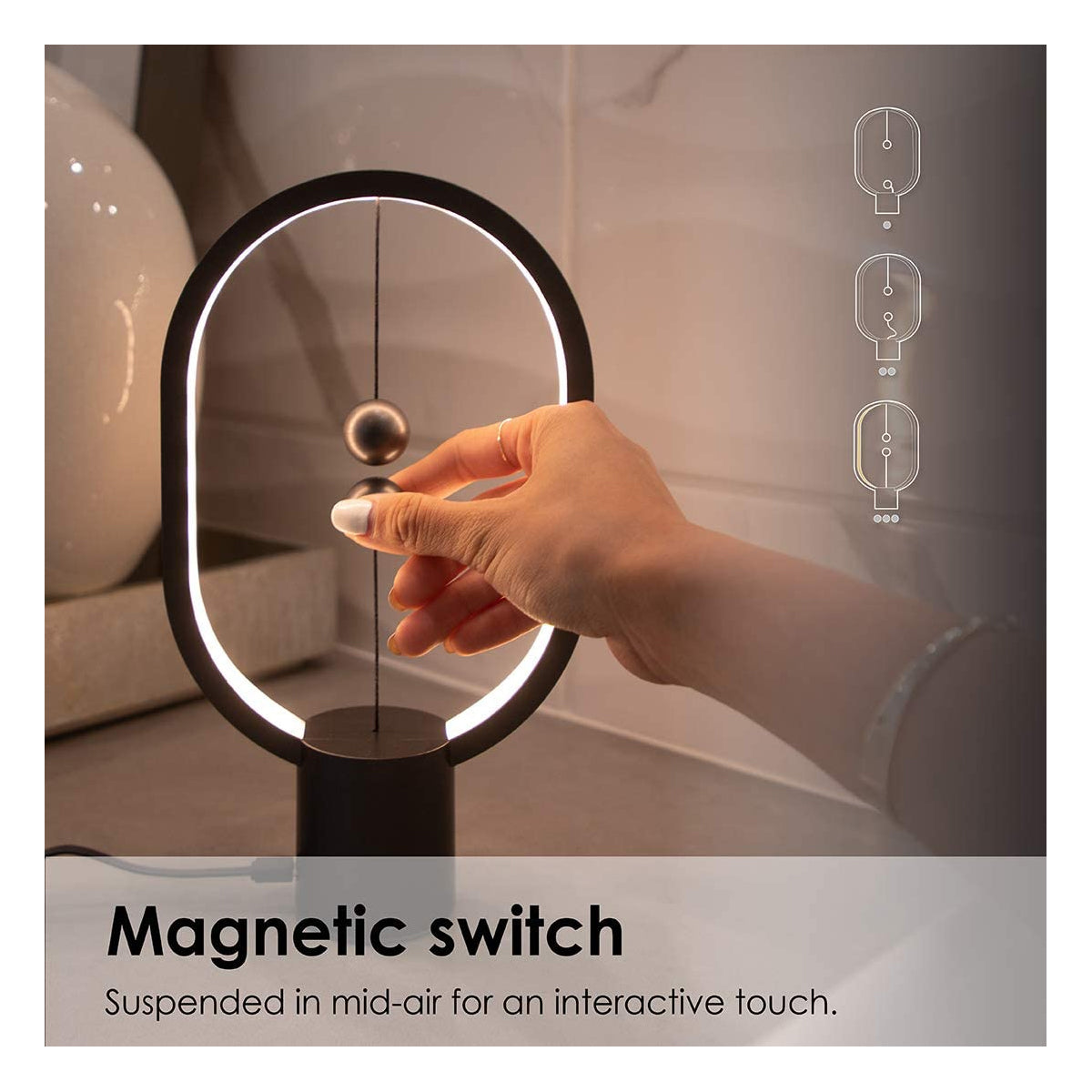 GloboStar® 76545 Επιτραπέζιο Φωτιστικό Πορτατίφ LED 15W 1500lm 360° DC 5V IP20 Θερμό Λευκό 2700K Γκρι & Λευκό Πλαστικό - Μ14 x Π5.5 x Υ24.8cm - 2 Xρόνια Εγγύηση