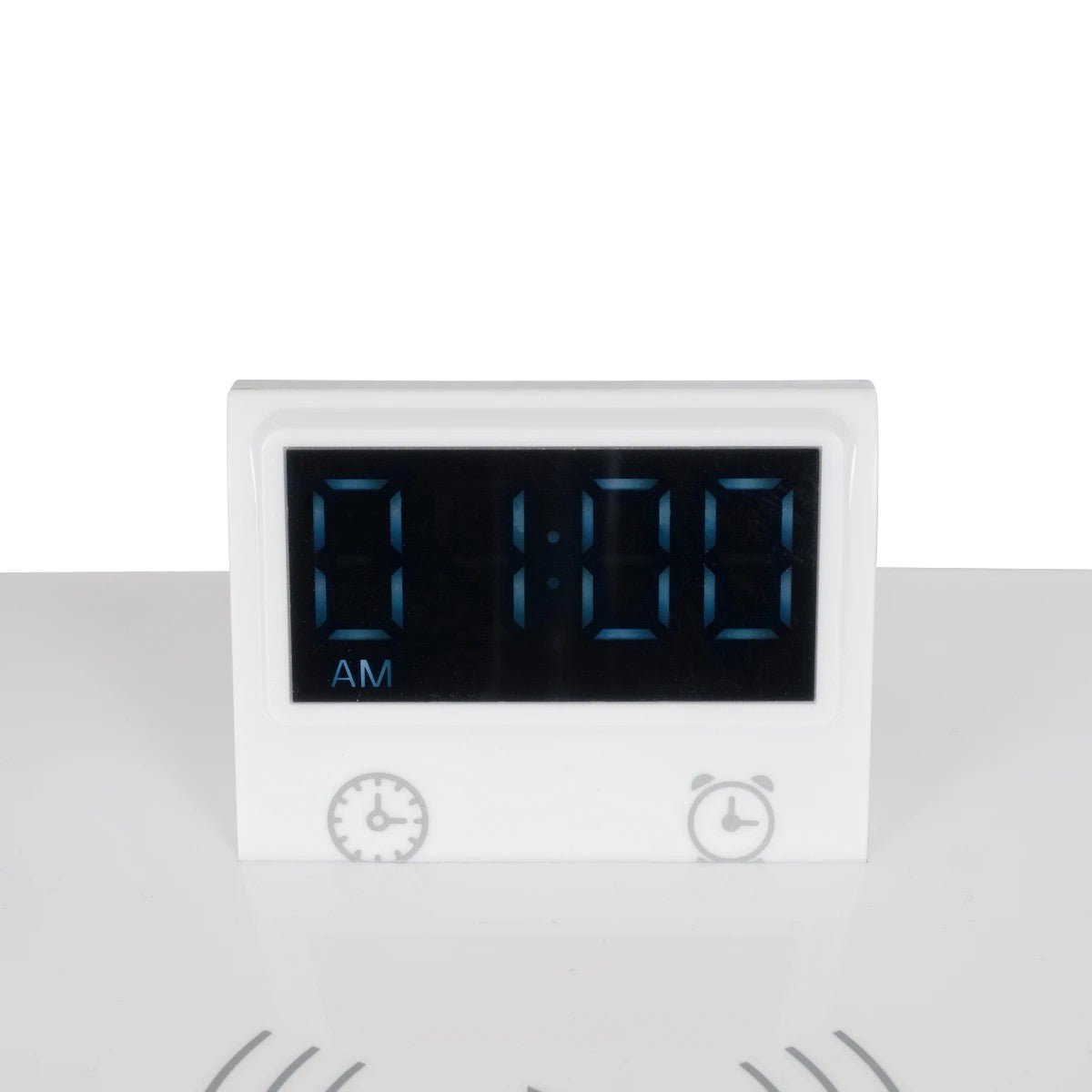 GLOBOSTAR® OLDY 76557 Μοντέρνο Επιτραπέζιο Φωτιστικό Γραφείου με Ασύρματη Φόρτιση 15W 3A, 5W Bluetooth Ηχείο & Ψηφιακό Ρολόι LED 3W 300lm 120° DC 5V με USB-C IP20 Ρυθμιζόμενο Λευκό CCT με Αφή 2700K/4500K/6000K Dimmable - Sanan SMD Chip - Λευκό - Μ13 x ... - ledmania.gr