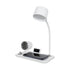 GLOBOSTAR® OLDY 76557 Μοντέρνο Επιτραπέζιο Φωτιστικό Γραφείου με Ασύρματη Φόρτιση 15W 3A, 5W Bluetooth Ηχείο & Ψηφιακό Ρολόι LED 3W 300lm 120° DC 5V με USB-C IP20 Ρυθμιζόμενο Λευκό CCT με Αφή 2700K/4500K/6000K Dimmable - Sanan SMD Chip - Λευκό - Μ13 x ... - ledmania.gr