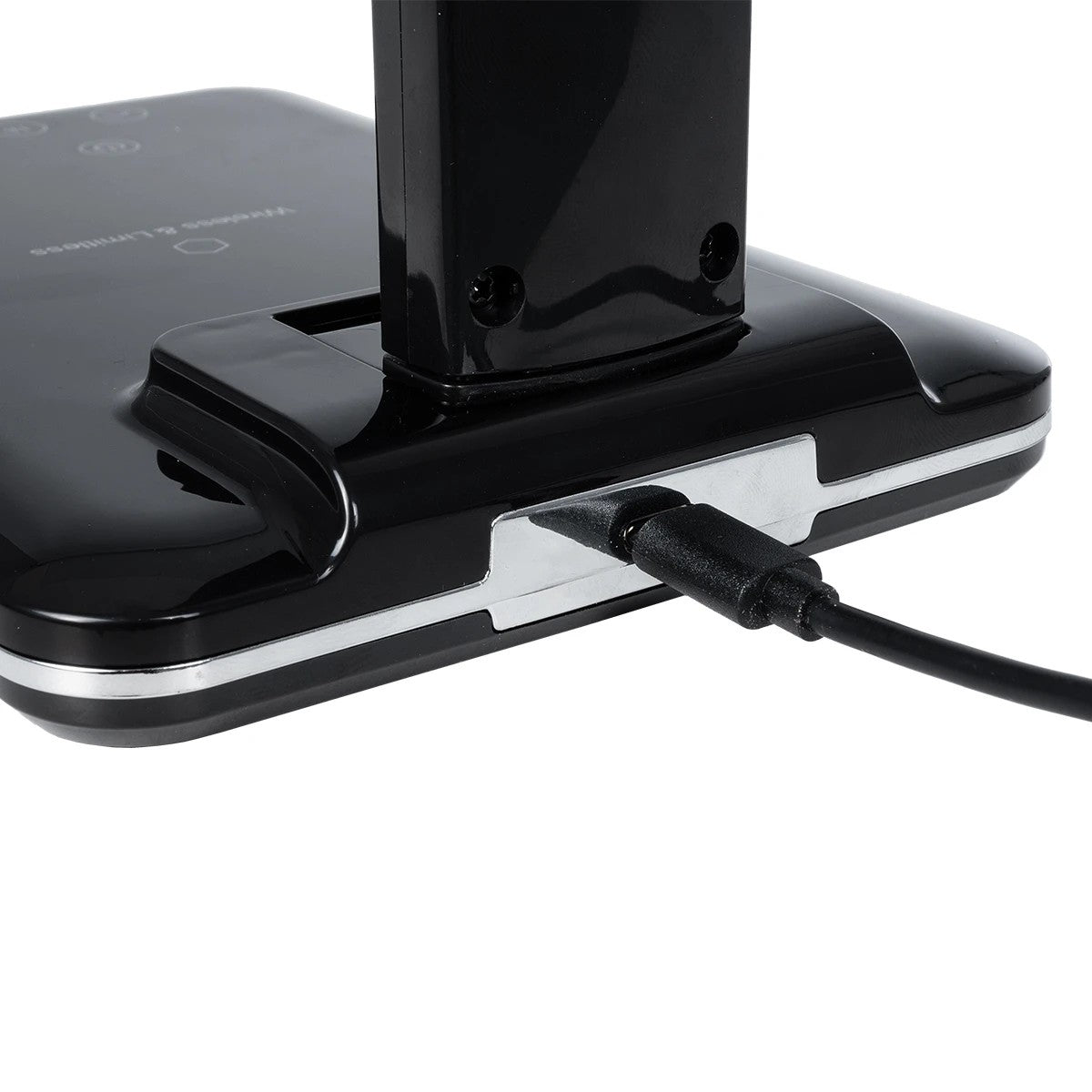 GLOBOSTAR® ZENTIME 76564 Μοντέρνο Επιτραπέζιο Φωτιστικό Γραφείου με Ασύρματη Φόρτιση 10W 2A & Ψηφιακό Ρολόι LED 3.5W 350lm 120° DC 5V με USB-C IP20 Ρυθμιζόμενο Λευκό CCT με Αφή 2700K/4500K/6000K Dimmable - Sanan SMD Chip - Μαύρο - Μ13 x Π25 x Υ50cm - 2... - ledmania.gr