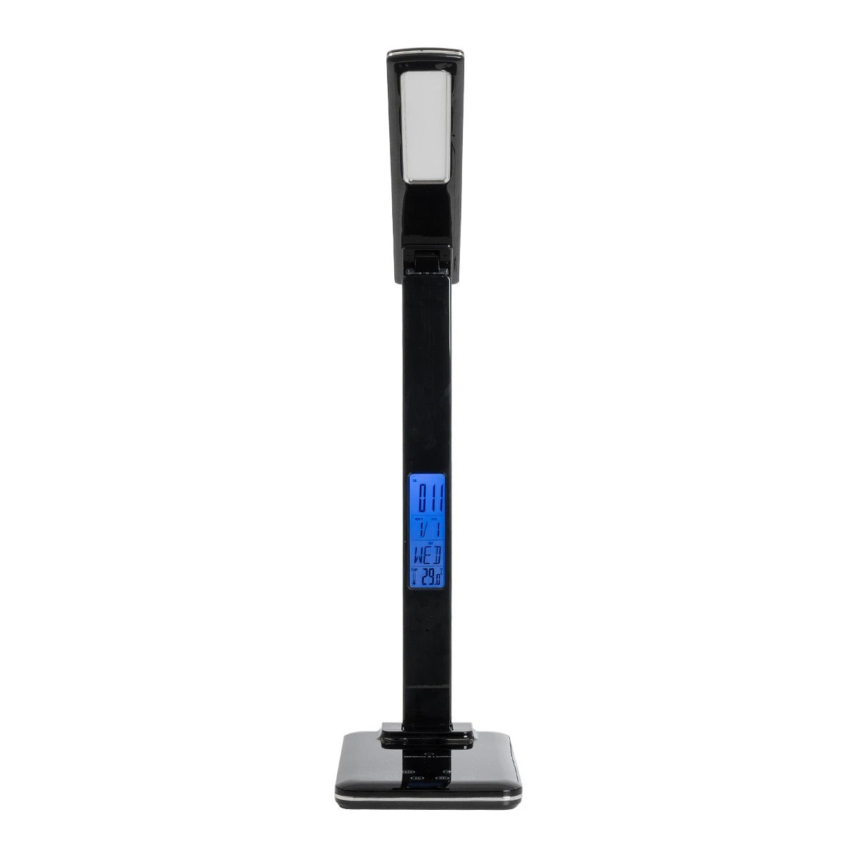GLOBOSTAR® ZENTIME 76564 Μοντέρνο Επιτραπέζιο Φωτιστικό Γραφείου με Ασύρματη Φόρτιση 10W 2A & Ψηφιακό Ρολόι LED 3.5W 350lm 120° DC 5V με USB-C IP20 Ρυθμιζόμενο Λευκό CCT με Αφή 2700K/4500K/6000K Dimmable - Sanan SMD Chip - Μαύρο - Μ13 x Π25 x Υ50cm - 2... - ledmania.gr