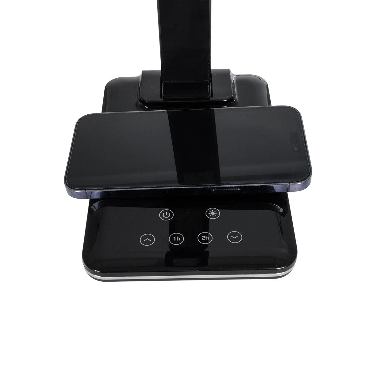 GLOBOSTAR® ZENTIME 76564 Μοντέρνο Επιτραπέζιο Φωτιστικό Γραφείου με Ασύρματη Φόρτιση 10W 2A & Ψηφιακό Ρολόι LED 3.5W 350lm 120° DC 5V με USB-C IP20 Ρυθμιζόμενο Λευκό CCT με Αφή 2700K/4500K/6000K Dimmable - Sanan SMD Chip - Μαύρο - Μ13 x Π25 x Υ50cm - 2... - ledmania.gr