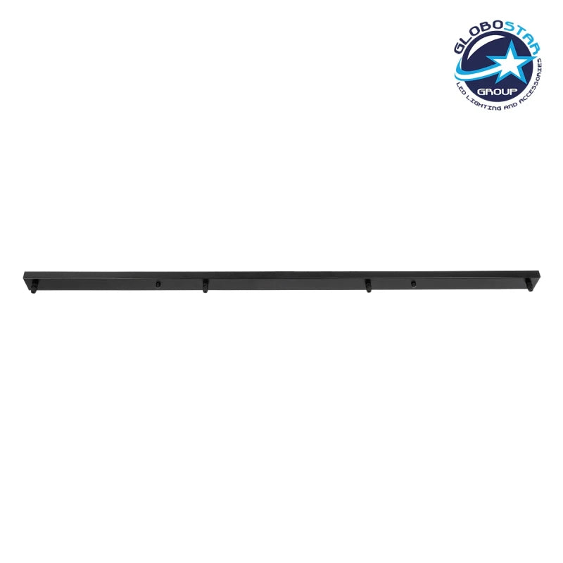 GLOBOSTAR® WALLBASE 77525 Γραμμική Μεταλλική Ροζέτα για Κρέμαση 4 Φωτιστικών - Μαύρο - Μ120 x Π5 x Υ2cm - ledmania.gr