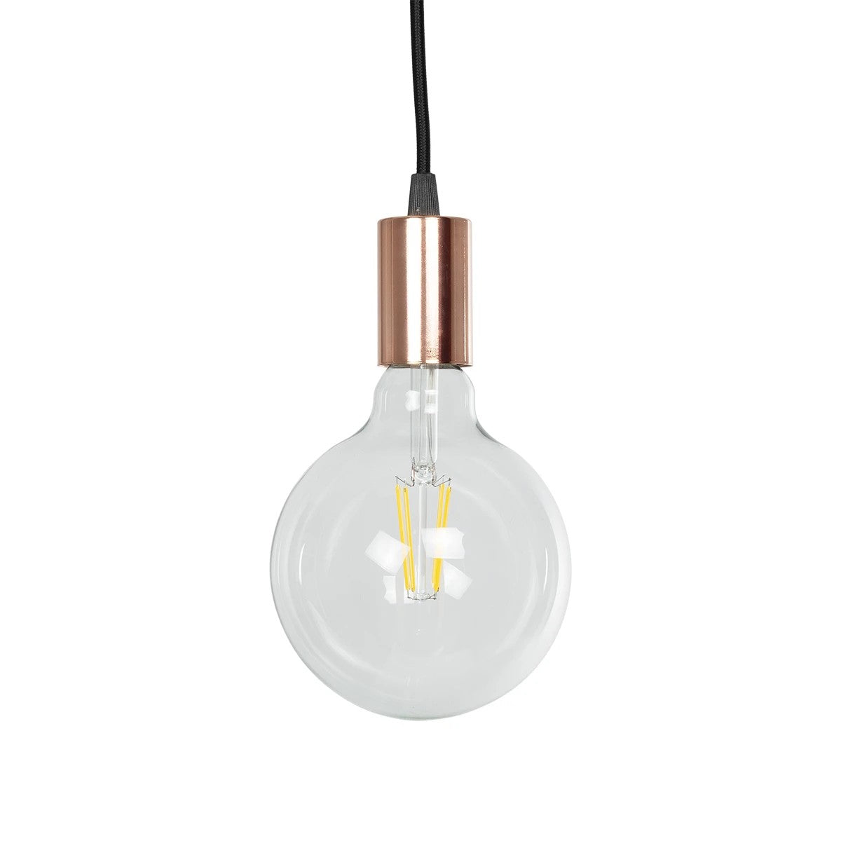 GLOBOSTAR® WHIP 77665 Μοντέρνο DIY Φωτιστικό με Υφασμάτινο Καλώδιο, Ντουί 1 x E27, Διακόπτη On/Off & Πρίζα AC 220-240V IP20 - Μαύρο & Ροζ Χρυσό - Μ140 x Π4 x Υ4cm