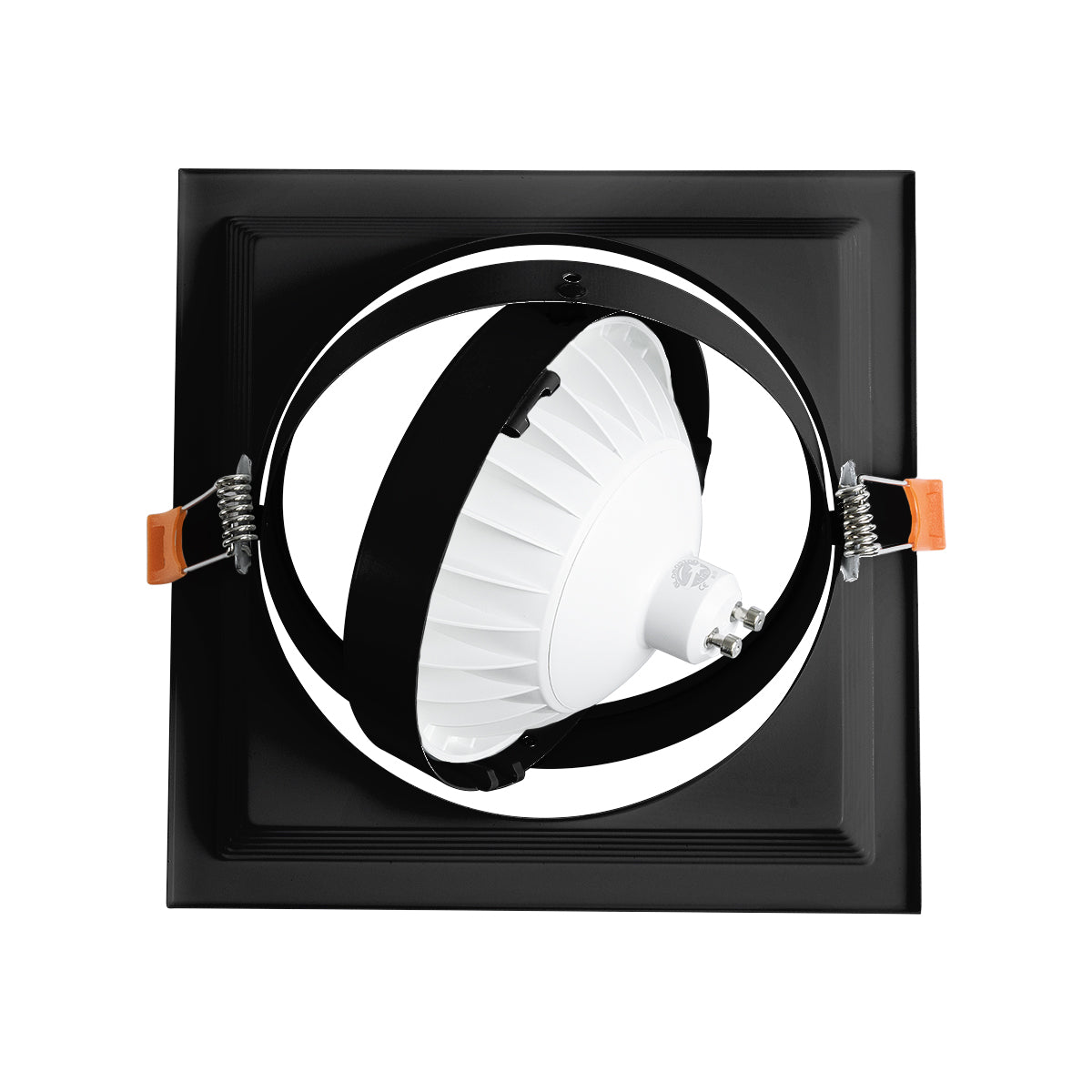 GloboStar® VITA 77853 Χωνευτό Κινούμενο Τετράγωνο Σποτ Οροφής για Λάμπα AR111 - IP20 - Χυτό Αλουμίνιο - Μ18 x Π18 x Υ4.5cm - Μαύρο - 5 Χρόνια Εγγύηση - ledmania.gr