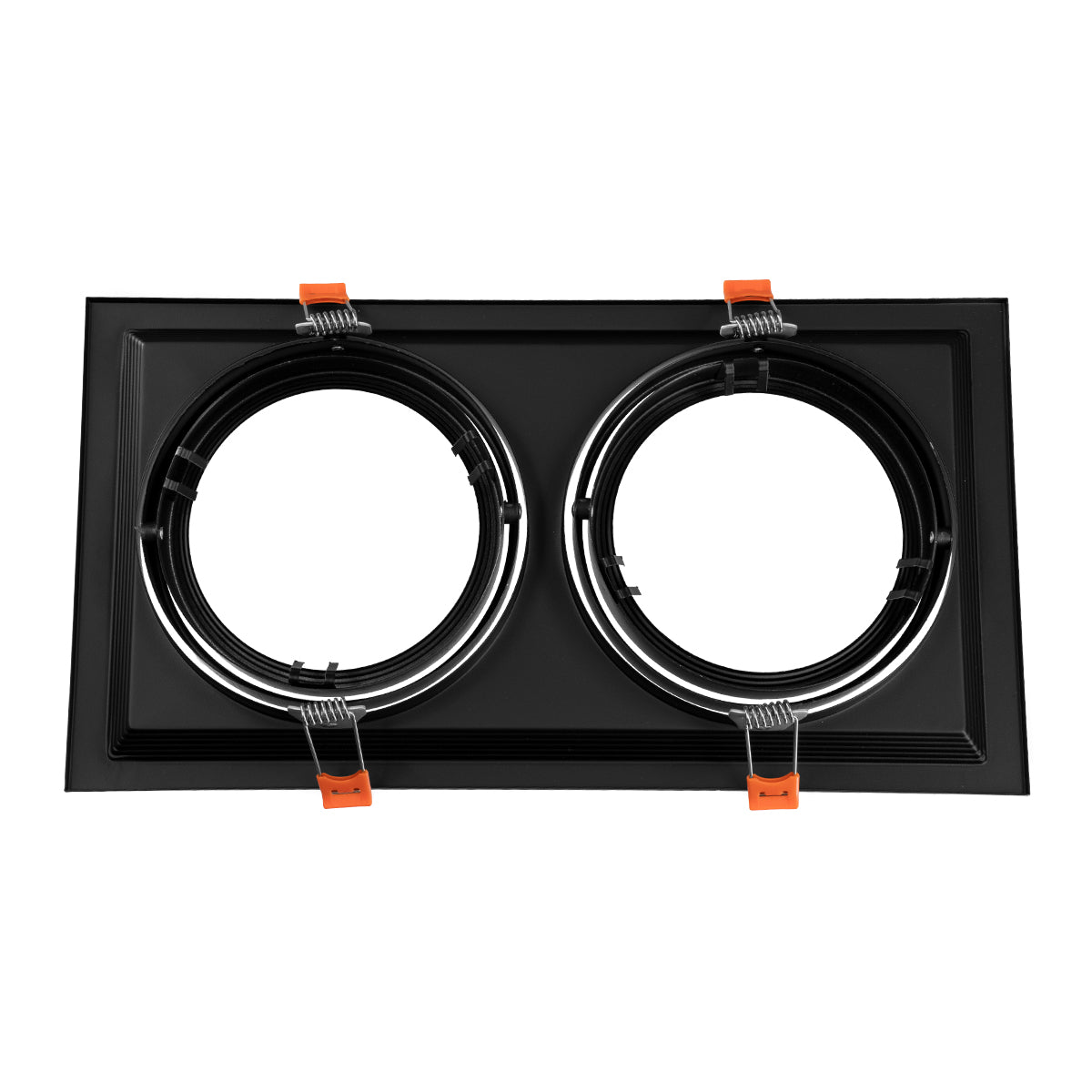 GLOBOSTAR® VITA 77855 Χωνευτή Κινούμενη Βάση για 2 x Σποτ AR111 με Ντουί GU10/GU5.3 IP20 - Μαύρο Ματ - Μ33.5 x Π18 x Υ5.5cm / Q32.5 x 17cm - ledmania.gr