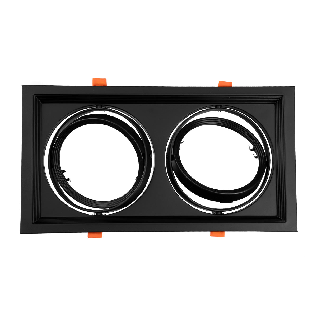 GLOBOSTAR® VITA 77855 Χωνευτή Κινούμενη Βάση για 2 x Σποτ AR111 με Ντουί GU10/GU5.3 IP20 - Μαύρο Ματ - Μ33.5 x Π18 x Υ5.5cm / Q32.5 x 17cm - ledmania.gr