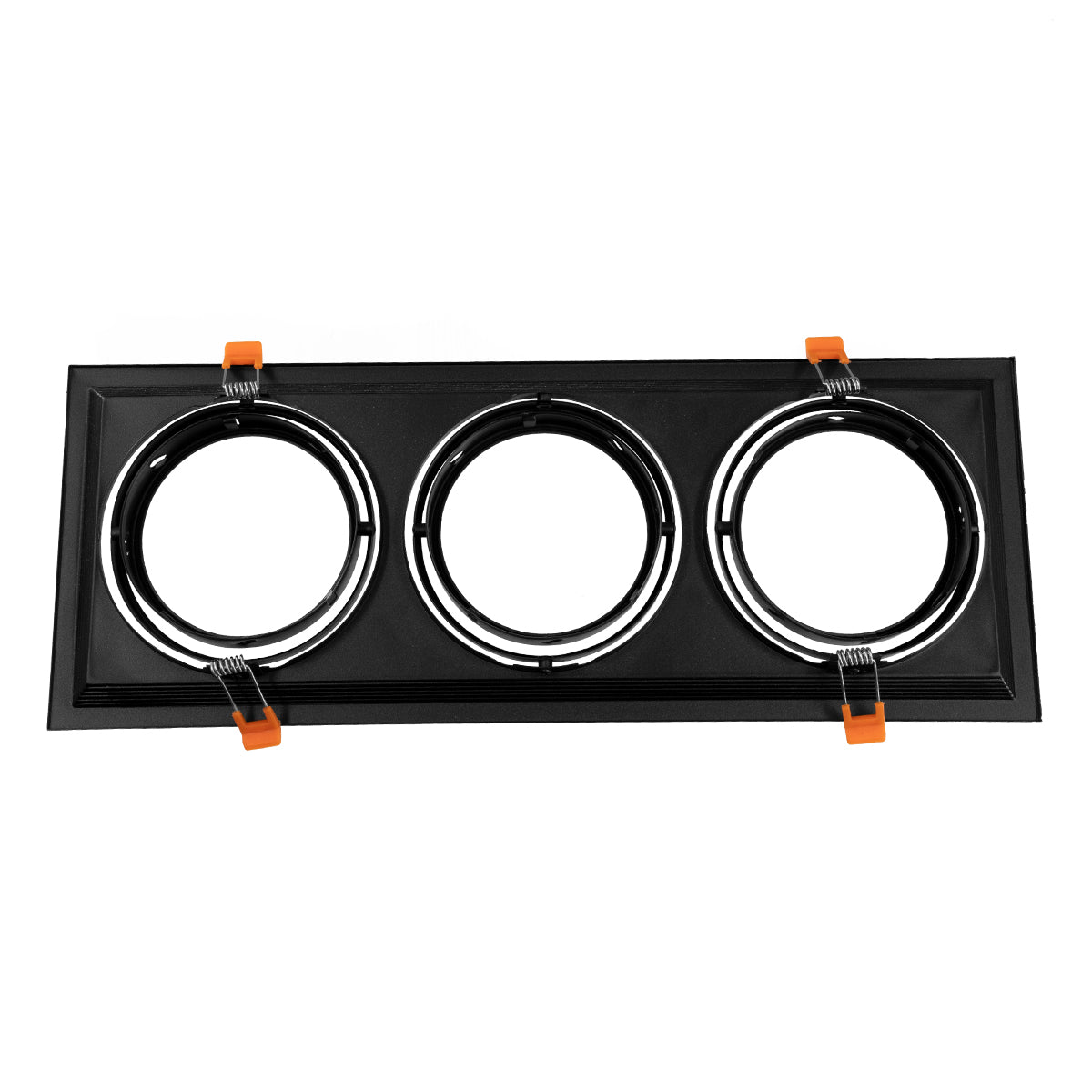 GLOBOSTAR® VITA 77857 Χωνευτή Κινούμενη Βάση για 3 x Σποτ AR111 με Ντουί GU10/GU5.3 IP20 - Μαύρο Ματ - Μ48.7 x Π18 x Υ5.5cm / Q47.5 x 17cm - ledmania.gr