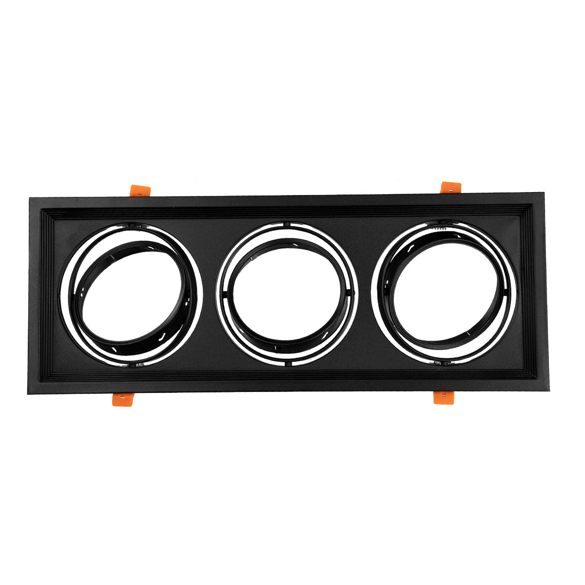 GLOBOSTAR® VITA 77857 Χωνευτή Κινούμενη Βάση για 3 x Σποτ AR111 με Ντουί GU10/GU5.3 IP20 - Μαύρο Ματ - Μ48.7 x Π18 x Υ5.5cm / Q47.5 x 17cm - ledmania.gr