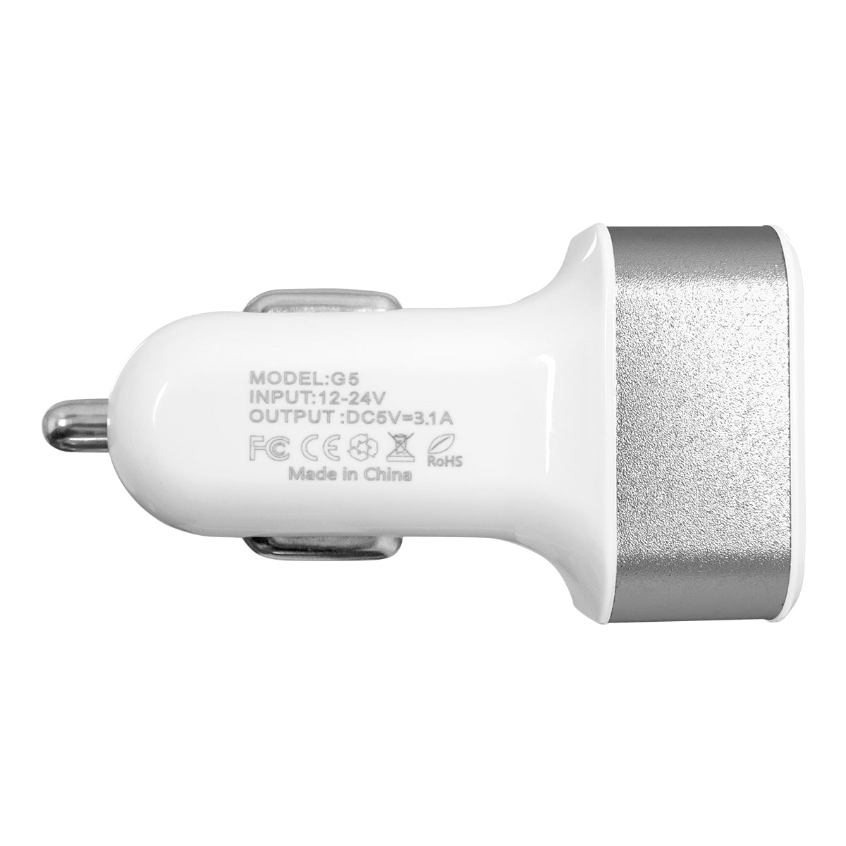 Globostar® 79501 Ασημί Φορτιστής Αυτοκινήτου DC 12-24V με 3 Εξόδους USB DC 5V Max 3.1A 20W και Καλώδιο USB σε Type-C