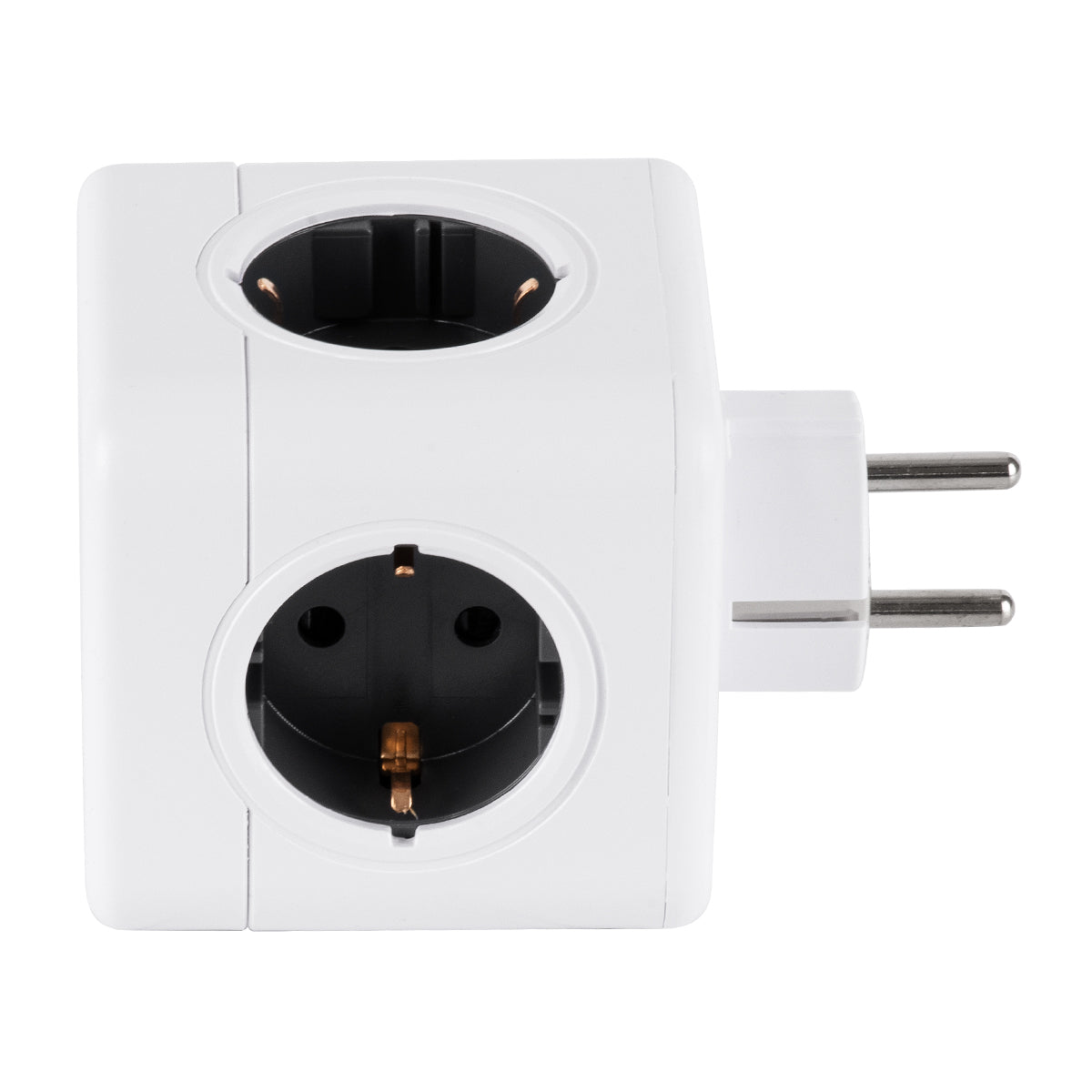 GLOBOSTAR® POWERCUBE 79627 Πολύπριζο 5 Θέσεων με 5 x EU Schuko Πρίζες Ασφαλείας Childproof AC 220-240V 3680W/16A Max Load IP20 - Λευκό & Γκρι - Μ7.5 x Π11.5 x Υ7.5cm - ledmania.gr