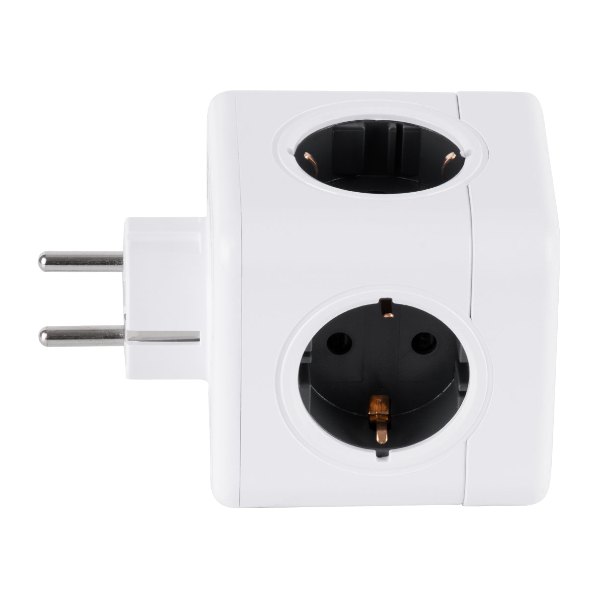 GLOBOSTAR® POWERCUBE 79627 Πολύπριζο 5 Θέσεων με 5 x EU Schuko Πρίζες Ασφαλείας Childproof AC 220-240V 3680W/16A Max Load IP20 - Λευκό & Γκρι - Μ7.5 x Π11.5 x Υ7.5cm - ledmania.gr
