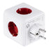 GLOBOSTAR® POWERCUBE 79628 Πολύπριζο 5 Θέσεων με 5 x EU Schuko Πρίζες Ασφαλείας Childproof AC 220-240V 3680W/16A Max Load IP20 - Λευκό & Κόκκινο - Μ7.5 x Π11.5 x Υ7.5cm - ledmania.gr