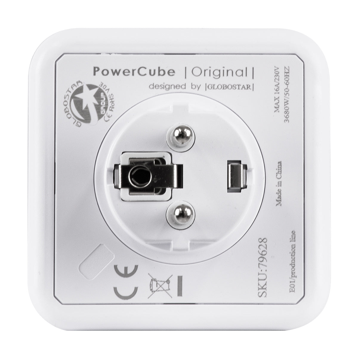 GLOBOSTAR® POWERCUBE 79628 Πολύπριζο 5 Θέσεων με 5 x EU Schuko Πρίζες Ασφαλείας Childproof AC 220-240V 3680W/16A Max Load IP20 - Λευκό & Κόκκινο - Μ7.5 x Π11.5 x Υ7.5cm - ledmania.gr