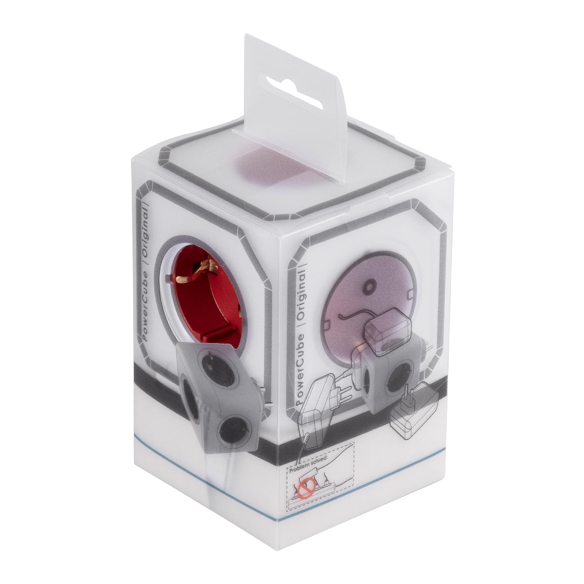 GLOBOSTAR® POWERCUBE 79628 Πολύπριζο 5 Θέσεων με 5 x EU Schuko Πρίζες Ασφαλείας Childproof AC 220-240V 3680W/16A Max Load IP20 - Λευκό & Κόκκινο - Μ7.5 x Π11.5 x Υ7.5cm - ledmania.gr