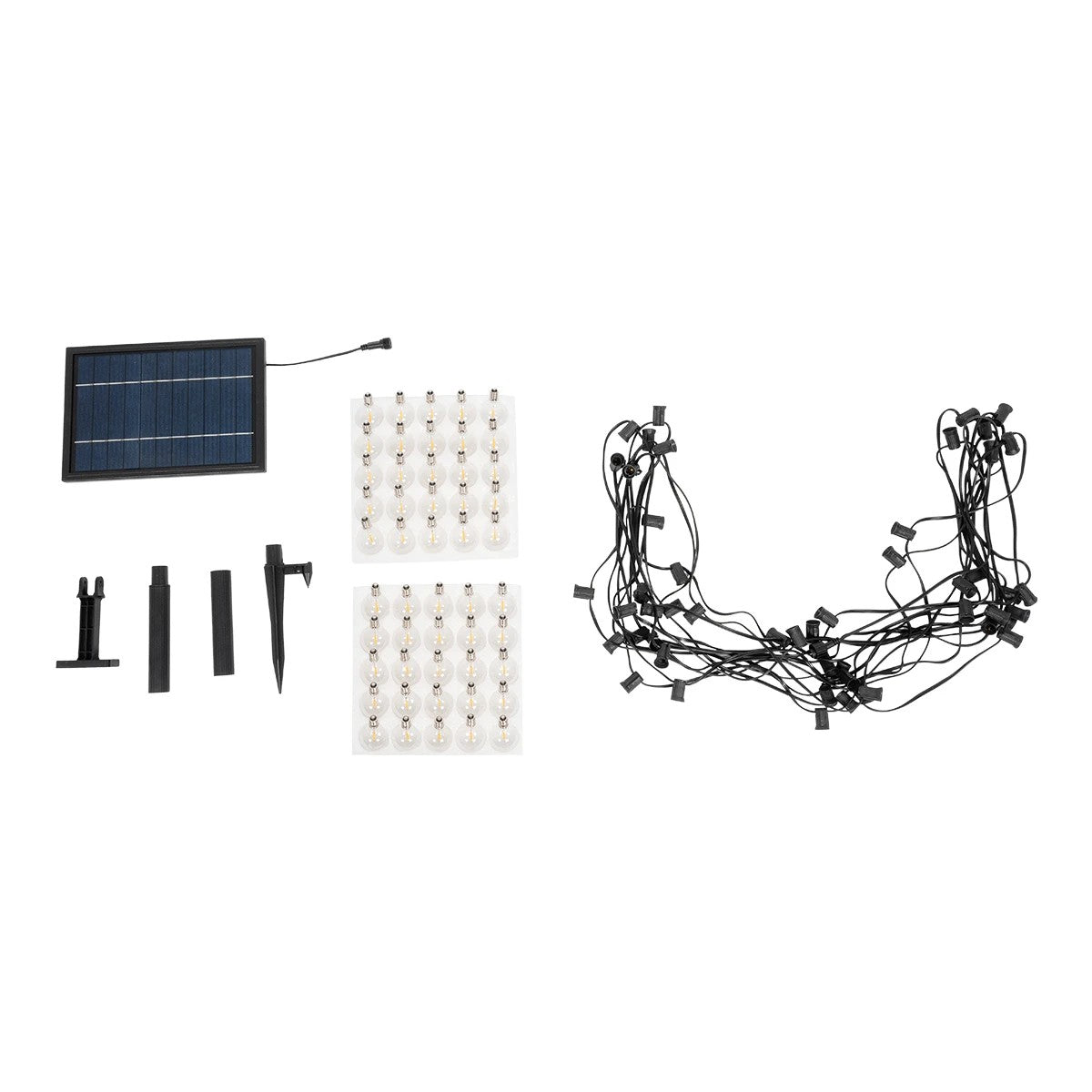 GLOBOSTAR® TWILIGHT 79669 Μοντέρνο Φωτιστικό Κήπου Γιρλάντα 14.5m με 50 Λάμπες LED 30W 2700lm 360° DC 3.7V με Ενσωματωμένο Φωτοβολταϊκό Panel 5.5V 5W & Επαναφορτιζόμενη Μπαταρία Li-ion 3.7V 3x18650 6600mAh Αδιάβροχο IP65 Θερμό Λευκό 2700Κ Dimmable - Sa... - ledmania.gr