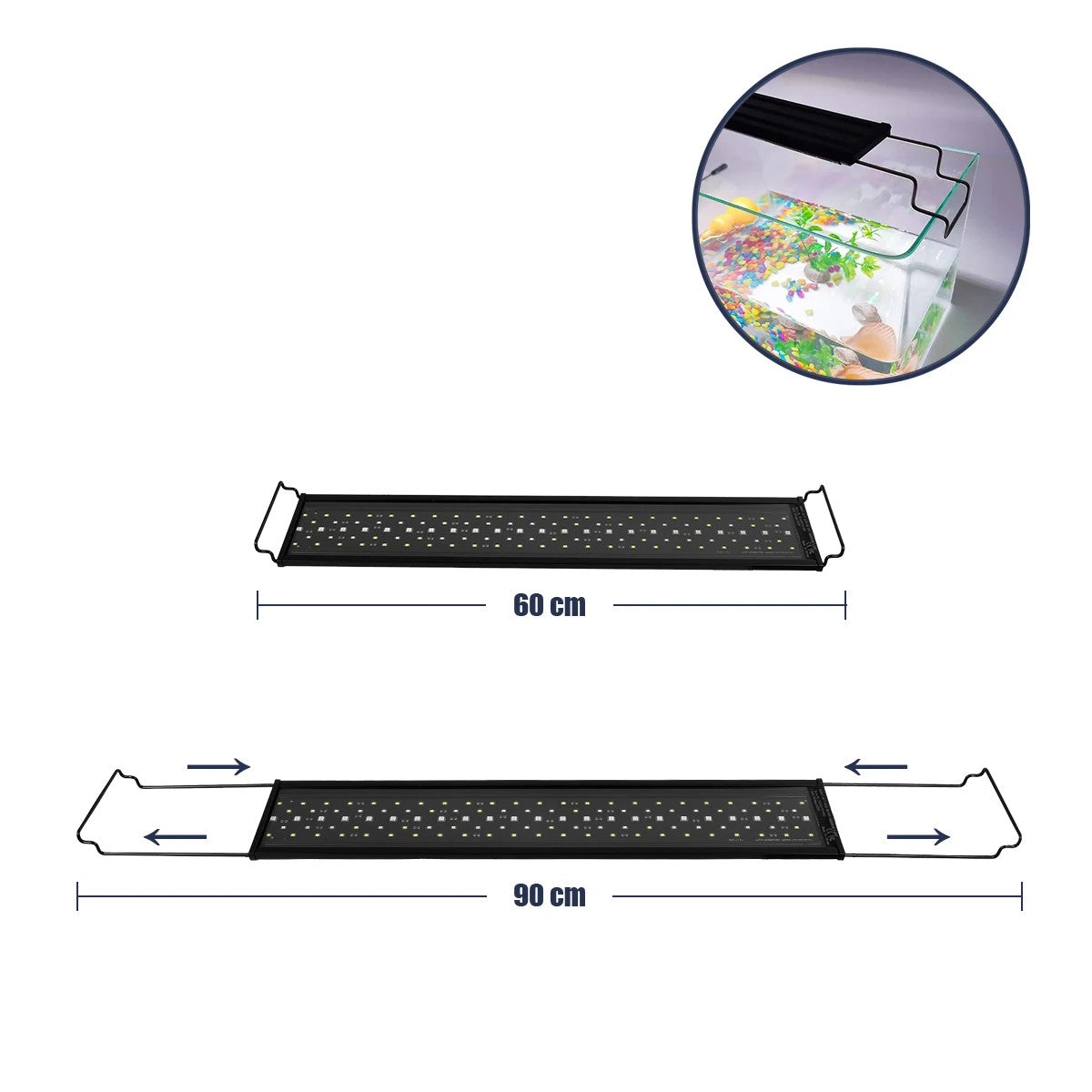 GLOBOSTAR® AQUARIUS 79680 Φωτιστικό Ενυδρείου με Ενσωματωμένο Χειριστήριο LED 19W 950lm 120° AC 220-240V Αδιάβροχο IP44 Πολύχρωμο RGBW Dimmable - Sanan SMD Chip - Μαύρο - Μ60 x Π11 x Υ3cm - 2 Χρόνια Εγγύηση