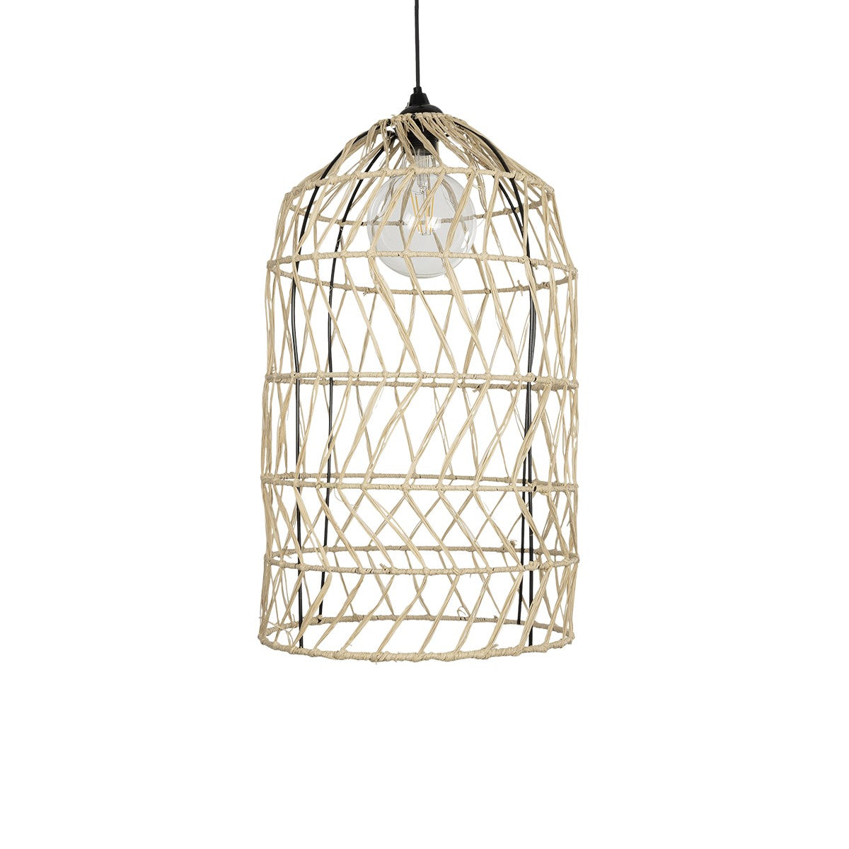 GLOBOSTAR® NETI 205-0025 Boho Κρεμαστό Φωτιστικό Οροφής με Ντουί 1 x E27 AC 220-240V IP20 - Μπεζ - M35 x Π35 x Υ63cm - ledmania.gr