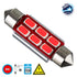 GloboStar® 81318 Λάμπα Αυτοκίνητου 39mm FESTOON - C5W 2nd Generation Can-Bus Series LED 6 SMD 5630 4W 480lm 120° DC 12V IP20 Κόκκινο - ledmania.gr