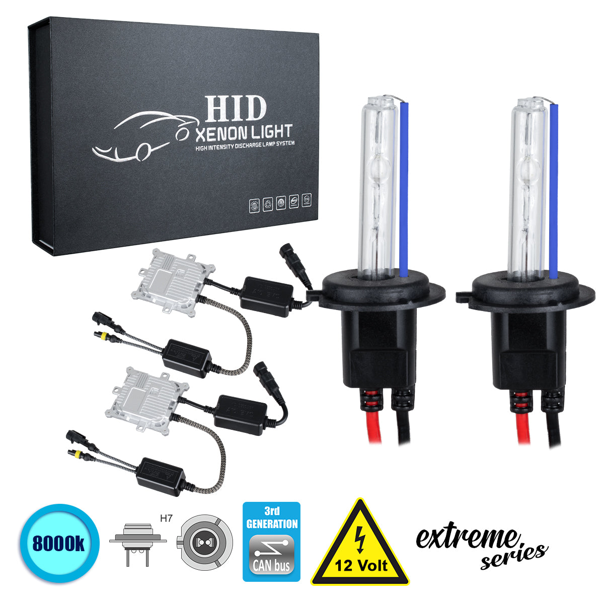 GloboStar® 84158 H7 XCB Line KIT Βασικού Φωτισμού Αυτοκινήτου & Μοτοσυκλέτας 3rd Generation Can-Bus Extreme Series XENON 110W 10350lm DC 9-16V Αδιάβροχο IP65 Ψυχρό Λευκό 8000K - ledmania.gr