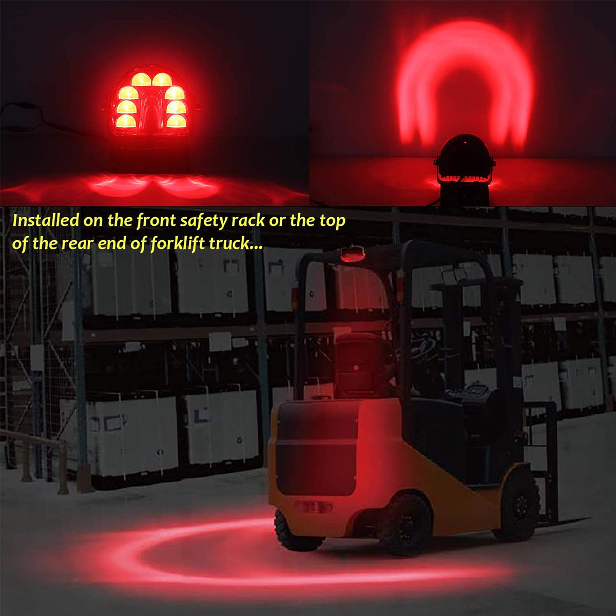 GloboStar® 85423 E9 Mark Forklift Safety Lights - Φώτα Προειδοποίησης & Διαγράμμισης Ασφαλείας για Περονοφόρα - Κλάρκ LED 24W DC 9-80V Αδιάβροχο IP67 Κόκκινο Μ14 x Π14.5 x Υ6cm - ledmania.gr