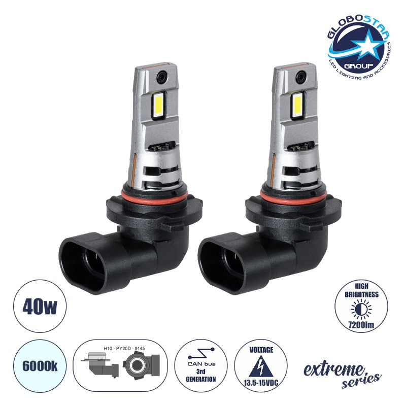 GloboStar® 85655 7S HB3 9005 KIT Βασικού Φωτισμού Αυτοκινήτου & Μοτοσυκλέτας 3rd Generation Can-Bus Extreme Series LED 7035 SMD 40W 7200lm DC 13.5-15V Αδιάβροχο IP68 Ψυχρό Λευκό 6000K