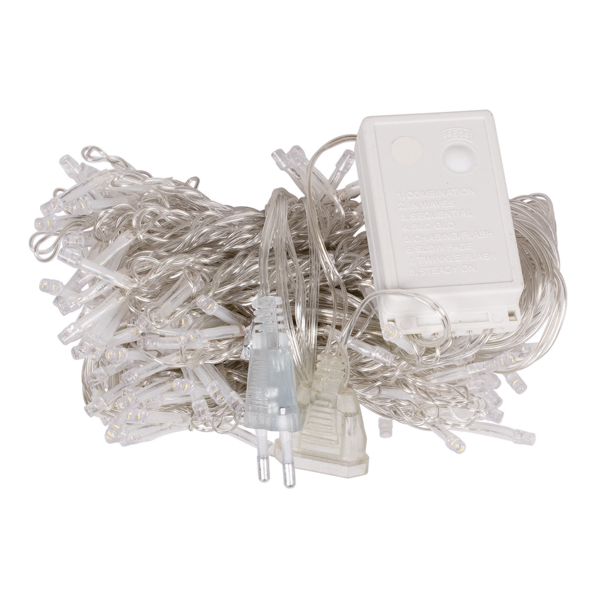 85801 Διακοσμητική Κουρτίνα 3 x 2 Μέτρα με Controller 8 Προγραμμάτων Φωτισμού - Επεκτεινόμενη 240 LED 6W AC 230V με Διάφανο Καλώδιο & Πρίζα Schuko IP20 Ψυχρό Λευκό 6000K Μ3 x Υ2m - ledmania.gr