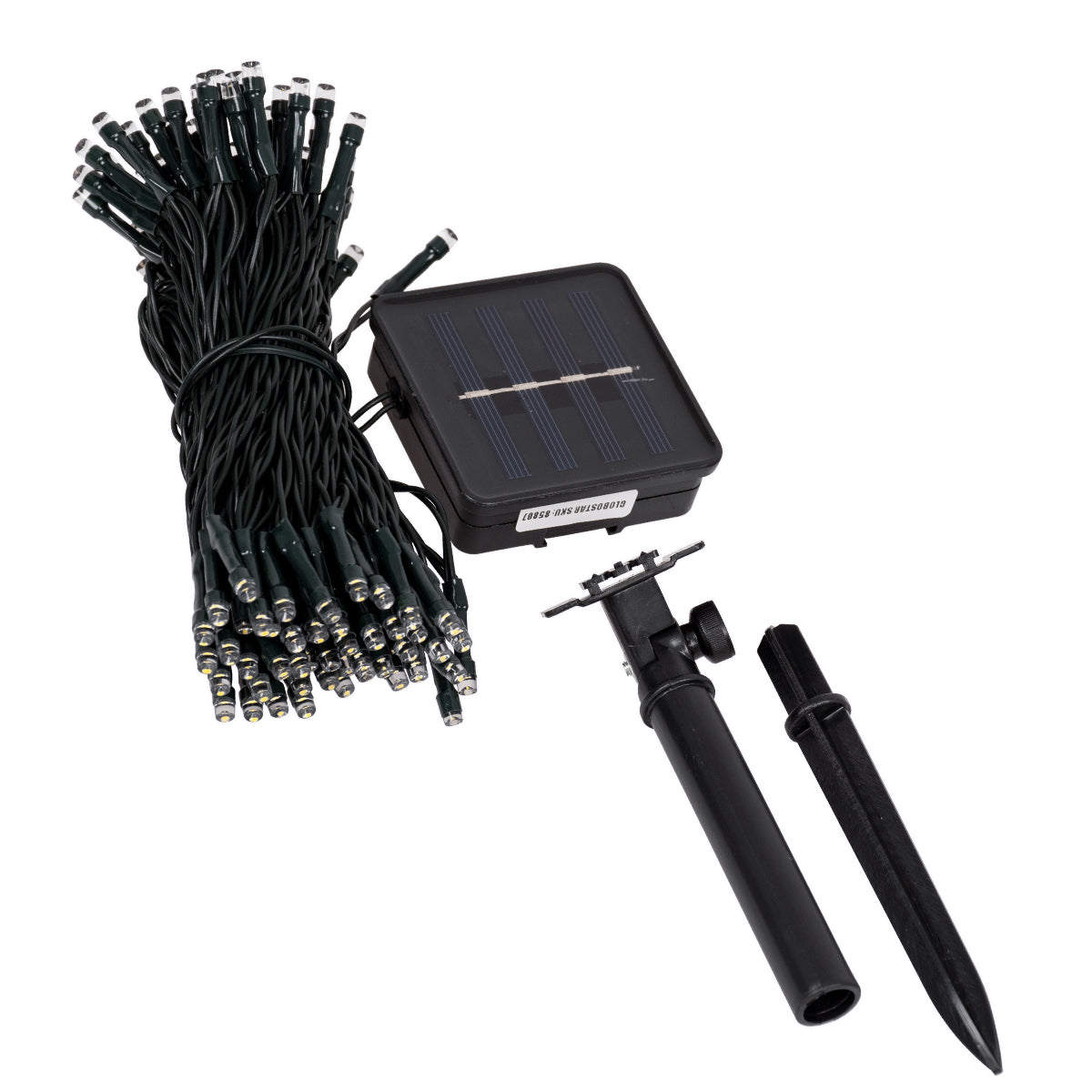 85807 Διακοσμητική Γιρλάντα 10 Μέτρων με Controller 8 Προγραμμάτων Φωτισμού - 100 LED 4W με Ενσωματωμένη Μπαταρία 600mAh - Φωτοβολταϊκό Πάνελ - Αισθητήρα Ημέρας-Νύχτας - Βάση Κήπου & Σκούρο Πράσινο Καλώδιο Αδιάβροχη IP65 Θερμό Λευκό 3000K Μ10m - ledmania.gr