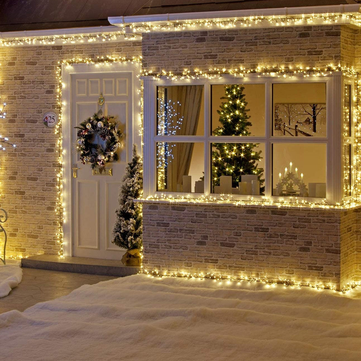 85807 Διακοσμητική Γιρλάντα 10 Μέτρων με Controller 8 Προγραμμάτων Φωτισμού - 100 LED 4W με Ενσωματωμένη Μπαταρία 600mAh - Φωτοβολταϊκό Πάνελ - Αισθητήρα Ημέρας-Νύχτας - Βάση Κήπου & Σκούρο Πράσινο Καλώδιο Αδιάβροχη IP65 Θερμό Λευκό 3000K Μ10m - ledmania.gr