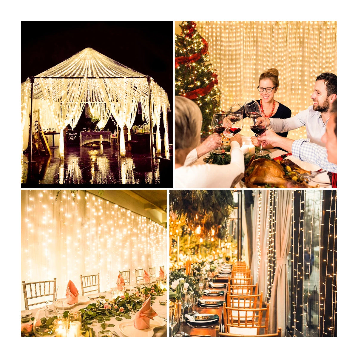 85826 Διακοσμητική Κουρτίνα 3 x 3 Μέτρα με Controller 8 Προγραμμάτων Εναλλαγών Φωτισμού - Επεκτεινόμενη 300 LED 3.6W AC 230V με Διάφανο Καλώδιο & Πρίζα Schuko Αδιάβροχη IP44 Θερμό Λευκό 2700K Μ3 x Υ3m - ledmania.gr