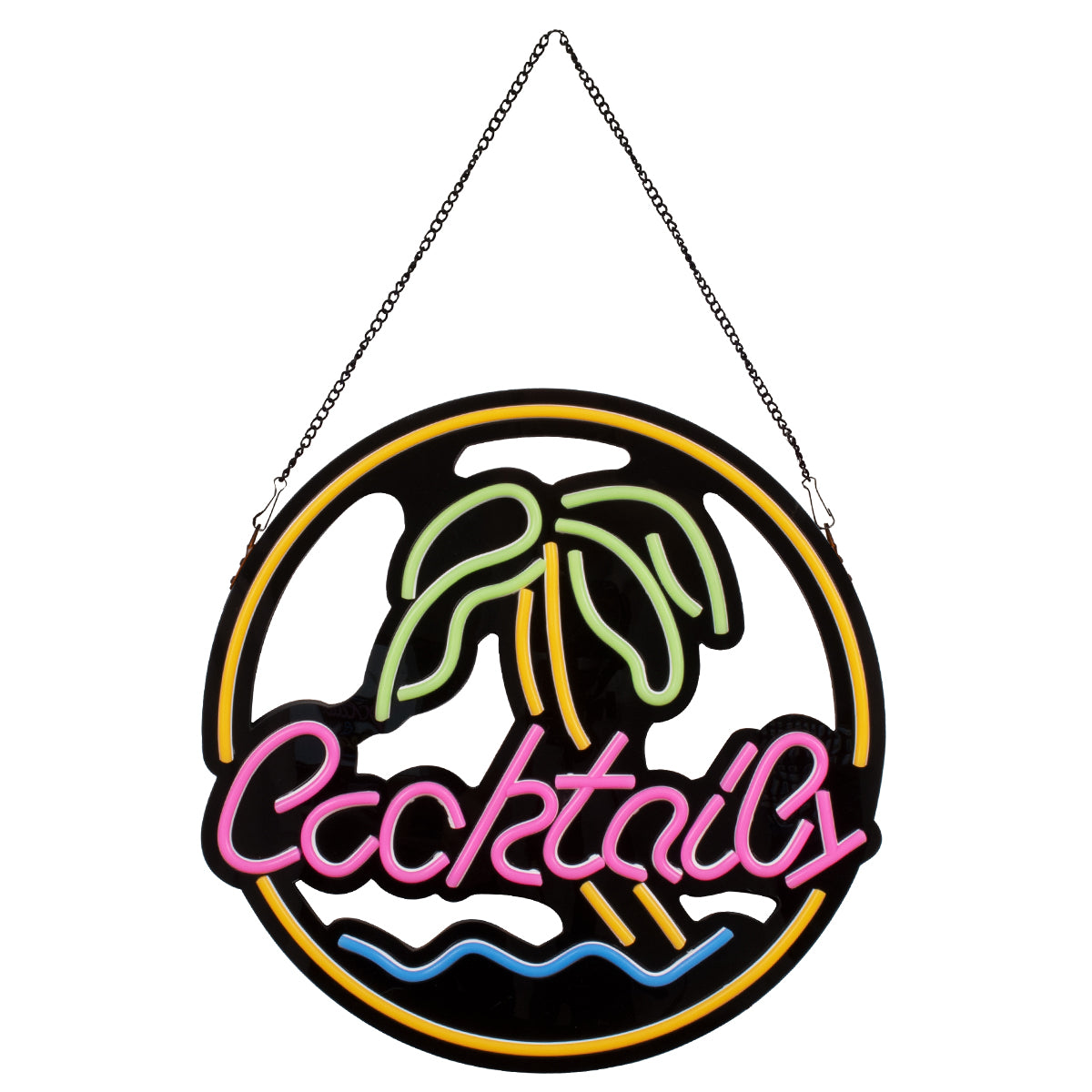 GloboStar® 85851 Φωτιστικό Ταμπέλα Φωτεινή Επιγραφή NEON LED Σήμανσης COCKTAILS 30W AC 230V με Διακόπτη On/Off Ροζ - Γαλάζιο - Κίτρινο - Πράσινο - ledmania.gr