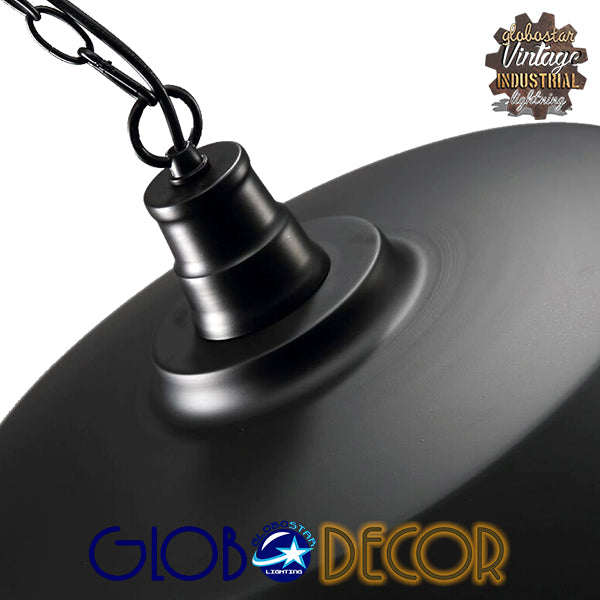 GloboStar® BARN 01048 Vintage Industrial Κρεμαστό Φωτιστικό Οροφής Μονόφωτο 1 x E27 Μαύρο Μεταλλικό Καμπάνα Φ46 x Y25cm - ledmania.gr