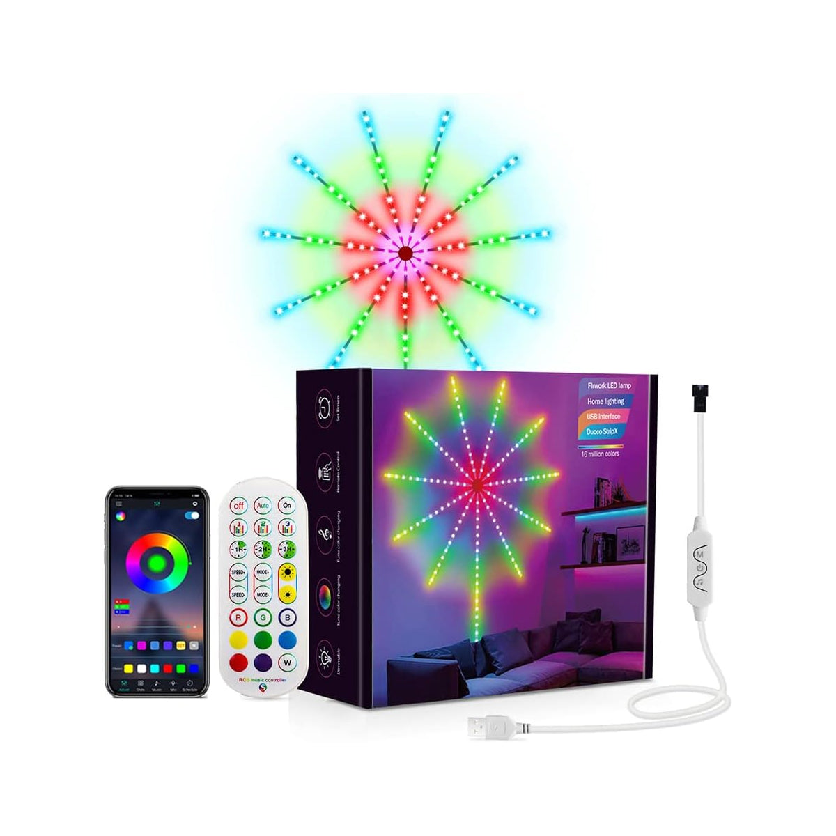 GloboStar® DIGIFRWORKS 90339 Σετ Ψηφιακής LED RGB Ταινίας 5 Μέτρων με Ψηφιακό Controller με WiFi Smart APP & Ασύρματο Χειριστήριο RF 2.4Ghz - LED SMD 5050 50W/Σετ 156LED/Σετ 156PIXEL/Σετ 3000lm/Σετ 120° DC 5V με USB 2.0 IP20 Πολύχρωμο RGB - Dimmable - ... - ledmania.gr