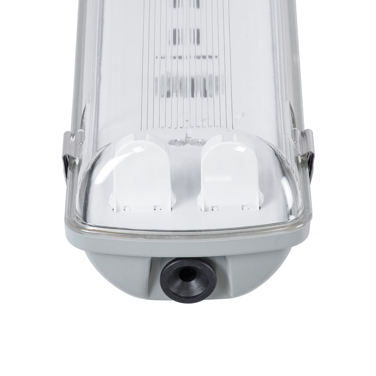 GLOBOSTAR® VIGAS 90611 Γραμμικό Βιομηχανικό Φωτιστικό Σκαφάκι Tri-Proof με Μεταλλικά Clips για 2 x Λάμπες T8 G13 60cm Τύπου Φθορίου LED Τροφοδοσίας Ενός Άκρου 120° AC 220-240V Αδιάβροχο IP65 - Γκρι με Διάφανο Κάλυμμα Πλαστικό PC - Μ66 x Π11.5 x Υ9cm - ledmania.gr