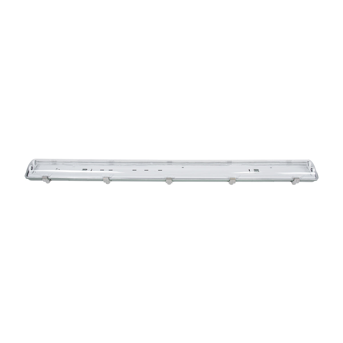 GLOBOSTAR® VIGAS 90613 Γραμμικό Βιομηχανικό Φωτιστικό Σκαφάκι Tri-Proof με Μεταλλικά Clips για 2 x Λάμπες T8 G13 120cm Τύπου Φθορίου LED Τροφοδοσίας Ενός Άκρου 120° AC 220-240V Αδιάβροχο IP65 - Γκρι με Διάφανο Κάλυμμα Πλαστικό PC - Μ126 x Π11.5 x Υ9cm - ledmania.gr