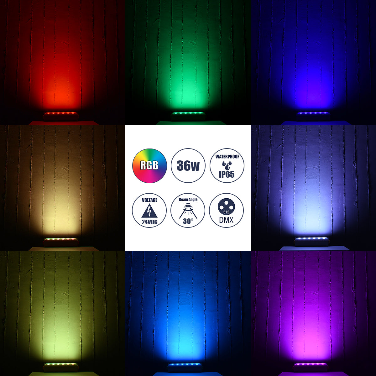 GLOBOSTAR® FLOOD-HENA 90642 Προβολέας Σποτ Wall Washer LED 36W 3600lm 30° DC 24V Αδιάβροχο IP65 RGB DMX512 Dimmable - Ασημί - Μ30 x Π6 x Υ17cm - 3 Χρόνια Εγγύηση - ledmania.gr