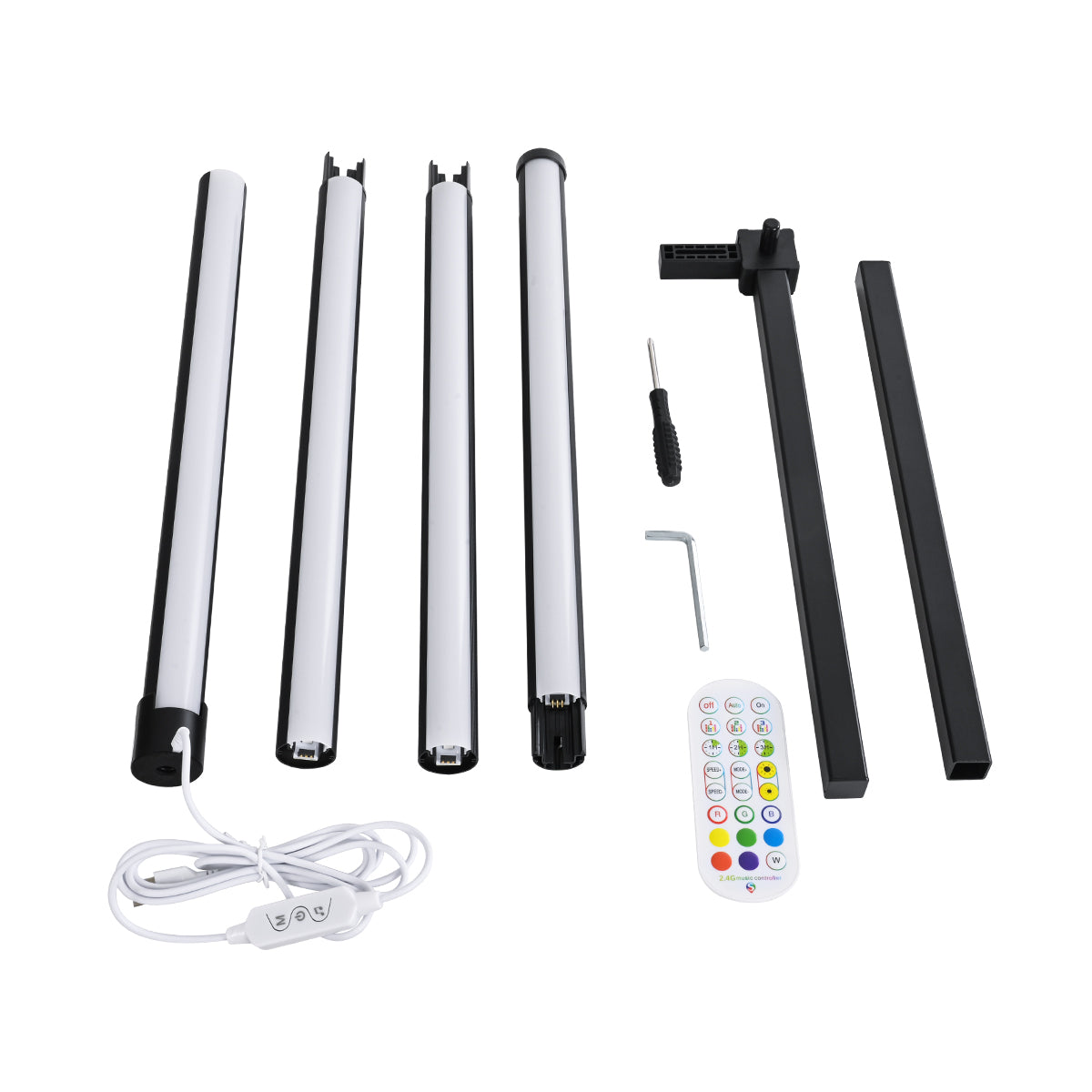GLOBOSTAR® DIGICOLUMN 90763 Μοντέρνο Επιδαπέδιο Γραμμικό Ψηφιακό Φωτιστικό Digital Pixel Symphony Bar με RF Ασύρματο Χειριστήριο LED 16W 1280lm 180° DC 5V με USB 2.0 IP20 Πολύχρωμο RGB Dimmable - Μαύρο - Φ3 x Υ165cm - 2 Χρόνια Εγγύηση - ledmania.gr