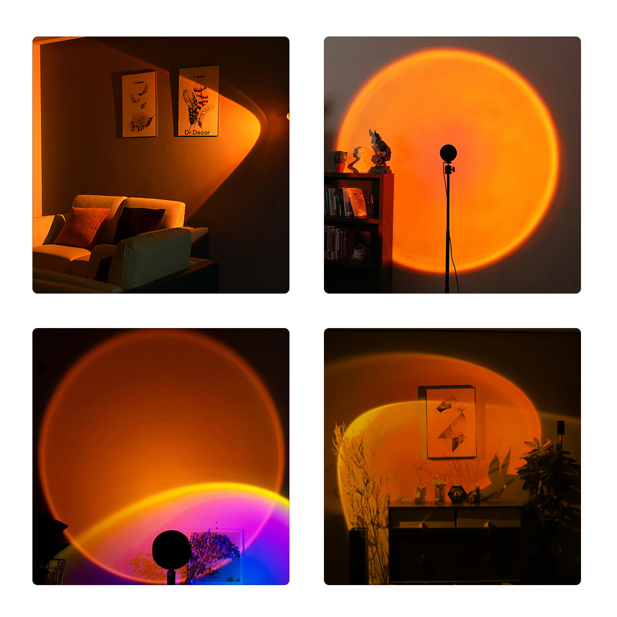 GloboStar® 00818 Μοντέρνο Minimal Επιδαπέδιο Φωτιστικό Μεταλλικό Μονόφωτο LED 12W DC 5V με Projector LENS Ειδικού Εφέ & Καλώδιο Τροφοδοσίας USB Rotation Head 180° SUNSET - ledmania.gr