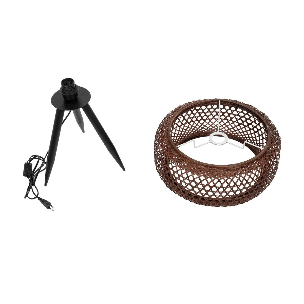 GloboStar® ZORION 999-0040 Vintage Επιτραπέζιο Φωτιστικό Πορτατίφ Μονόφωτο 1 x E27 IP20 Καφέ Ξύλο με Μαύρο Μέταλλο - Μ40 x Π40 x Υ43.5cm - ledmania.gr