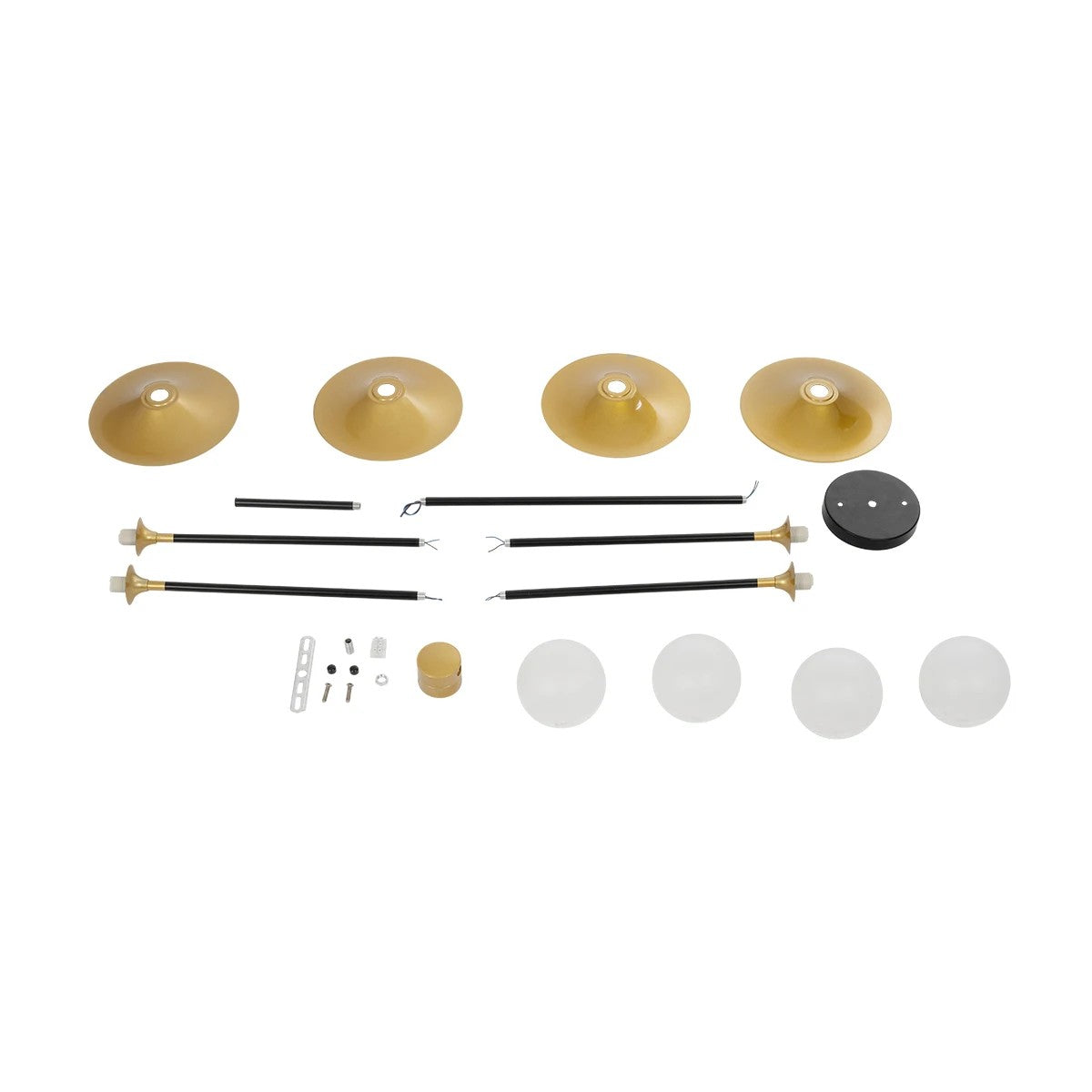 GloboStar® JOLIET 999-0044 Μοντέρνο Φωτιστικό Οροφής Πλέγμα Πολύφωτο 4 x G9 IP20 Μαύρο & Χρυσό Μέταλλο - Μ93 x Π20 x Υ106cm - ledmania.gr