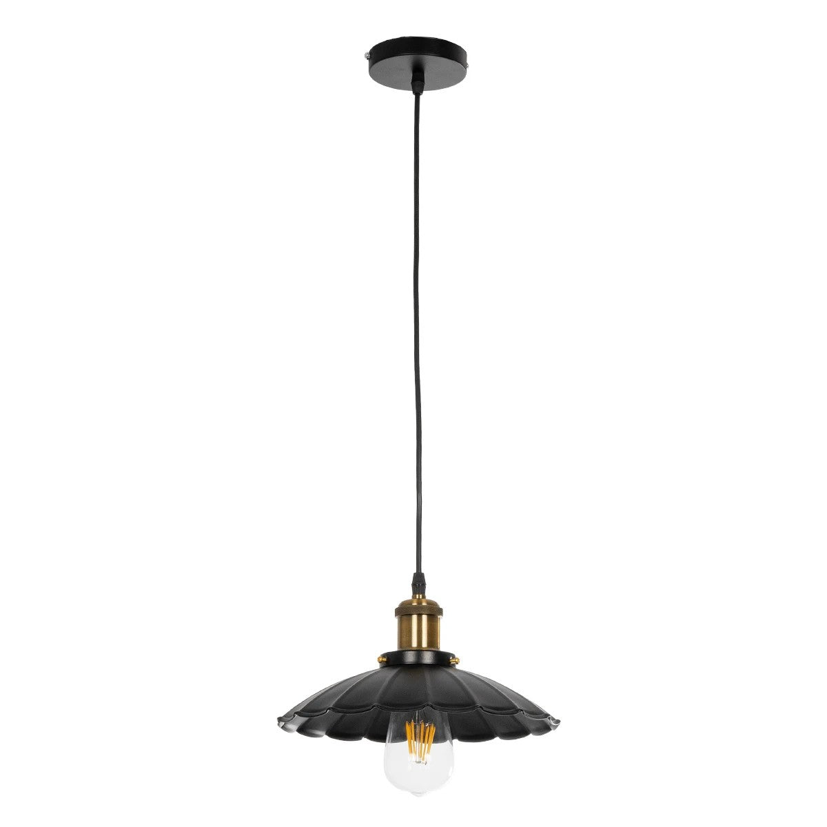GLOBOSTAR® MARGI 999-0229 Vintage Κρεμαστό Φωτιστικό Οροφής με Ντουί 1 x E27 AC 220-240V IP20 - Μαύρο & Χρυσό - Μ26 x Π26 x Υ14cm