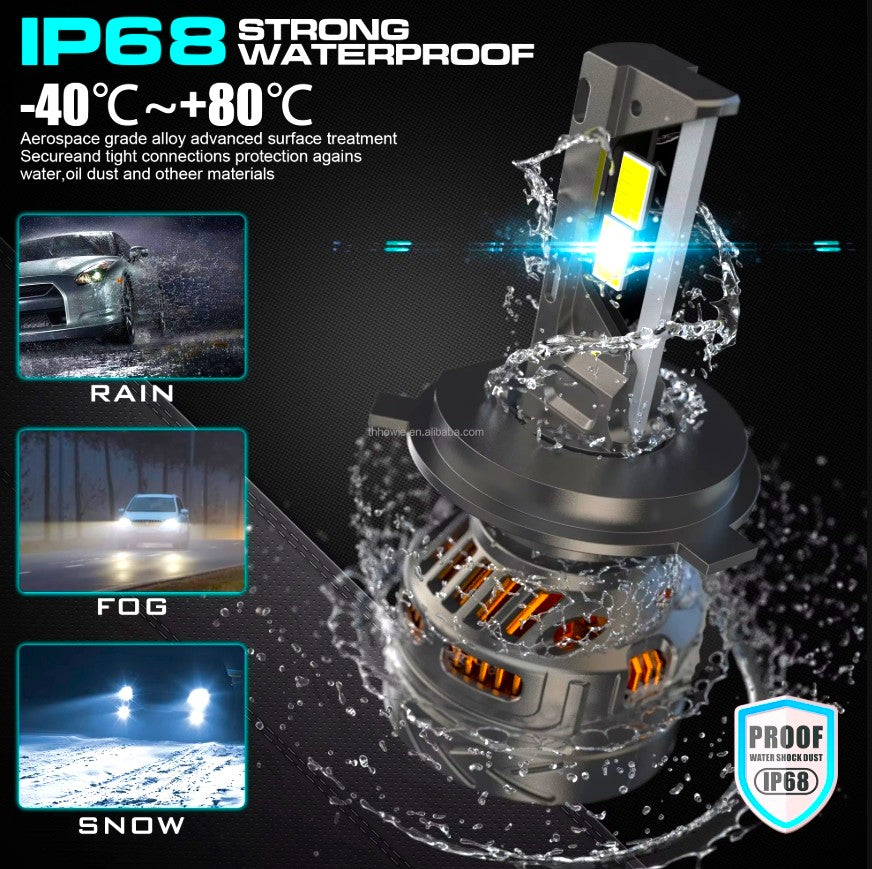 H4 Canbus Υψηλής ισχύος Νέος προβολέας Led 300W 32000LM με μακροχρόνιο και σταθερό φωτισμό  Λάμπα φωτός IP68 Λευκό-Σετ 2τεμ.