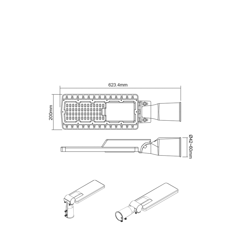 ^LED STREET LUMINAIRE 120W 16800LM 4000K 150Χ75˚ CLASS I 230V AC IP66