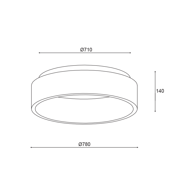 ΟΡΟΦΗΣ Φ/Σ LED 73W CCT 5450LM ΜΑΥΡΟ ΜΕΤΑΛΛΙΚΟ D78XH14CM APOLLO