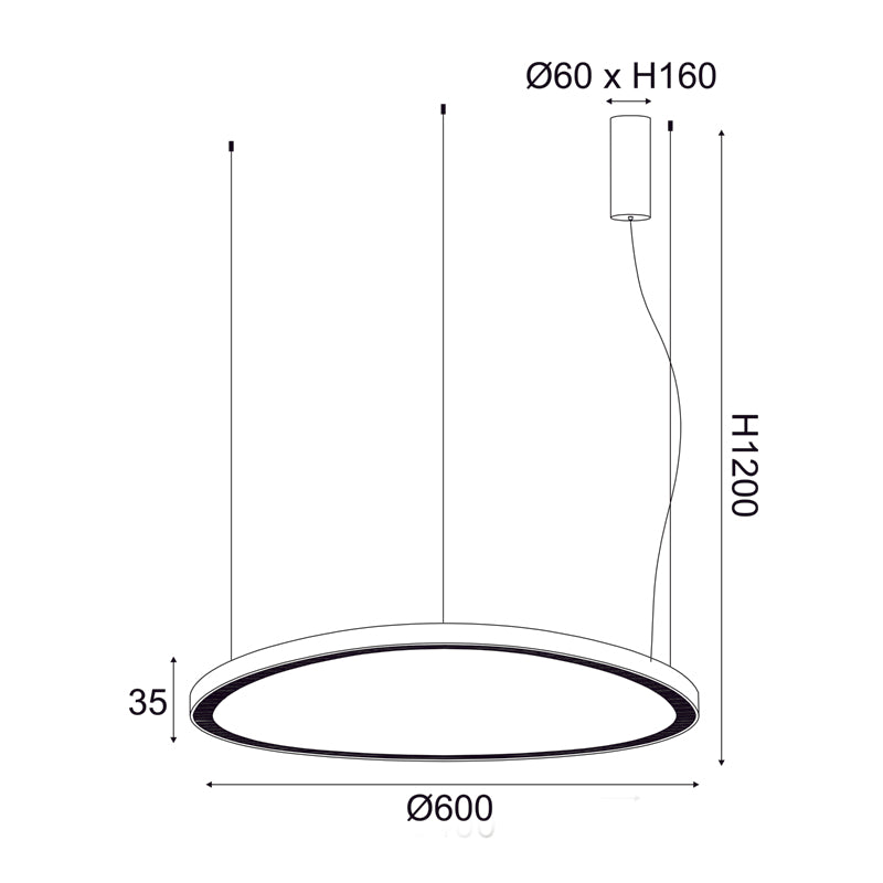 ^ΚΡΕΜΑΣΤΟ Φ/Σ LED 54W 3000K 4000LM HARMONY ΜΑΥΡΟ ΑΛΟΥΜΙΝΙΟ IP20 D60XH120CM